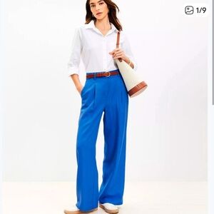NWOT LOFT Peyton Linen Blend Wide-Leg High-Rise Pants